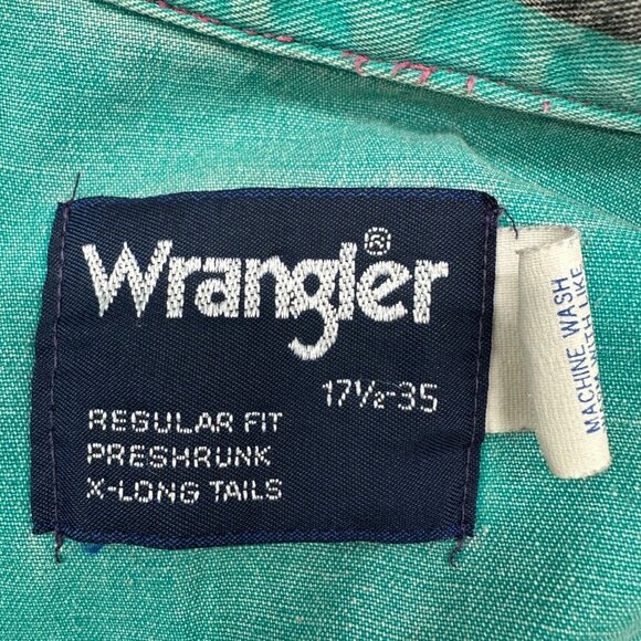 Vintage Wrangler Brushpopper 90s Western Shirt Pink Teal Stripe USA Rodeo Cowboy - Picture 4 of 12